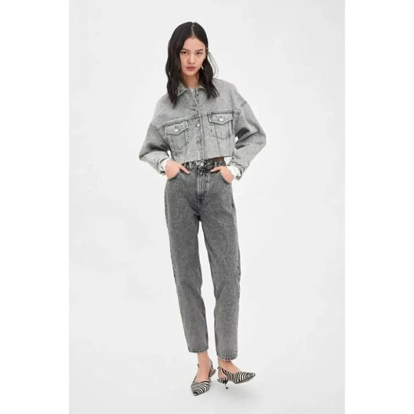 Zara Acid Wash  90s Relaxed Fit Mom Denim Jeans - Picture 1 of 14